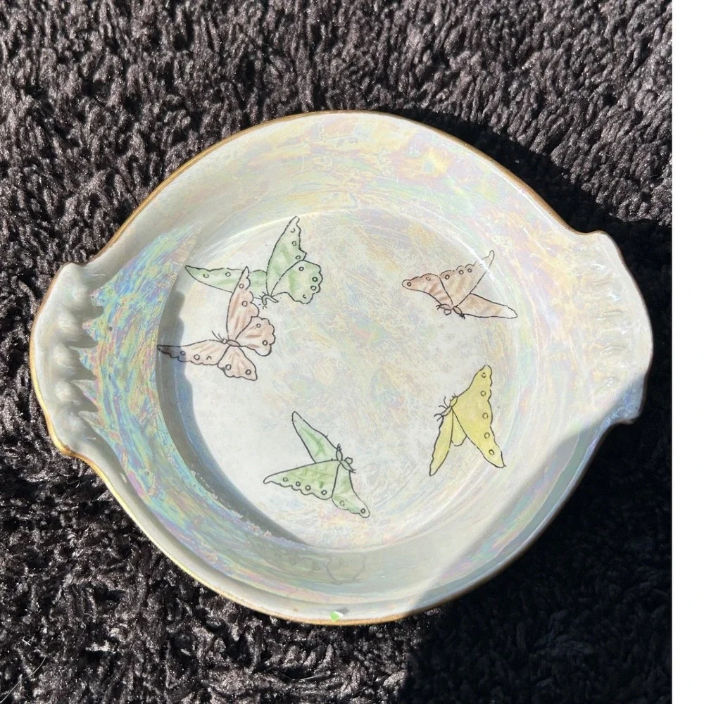 Antique Limoges French Porcelain‎ Double Spoon Rest Signed Bernardaud Butterfly